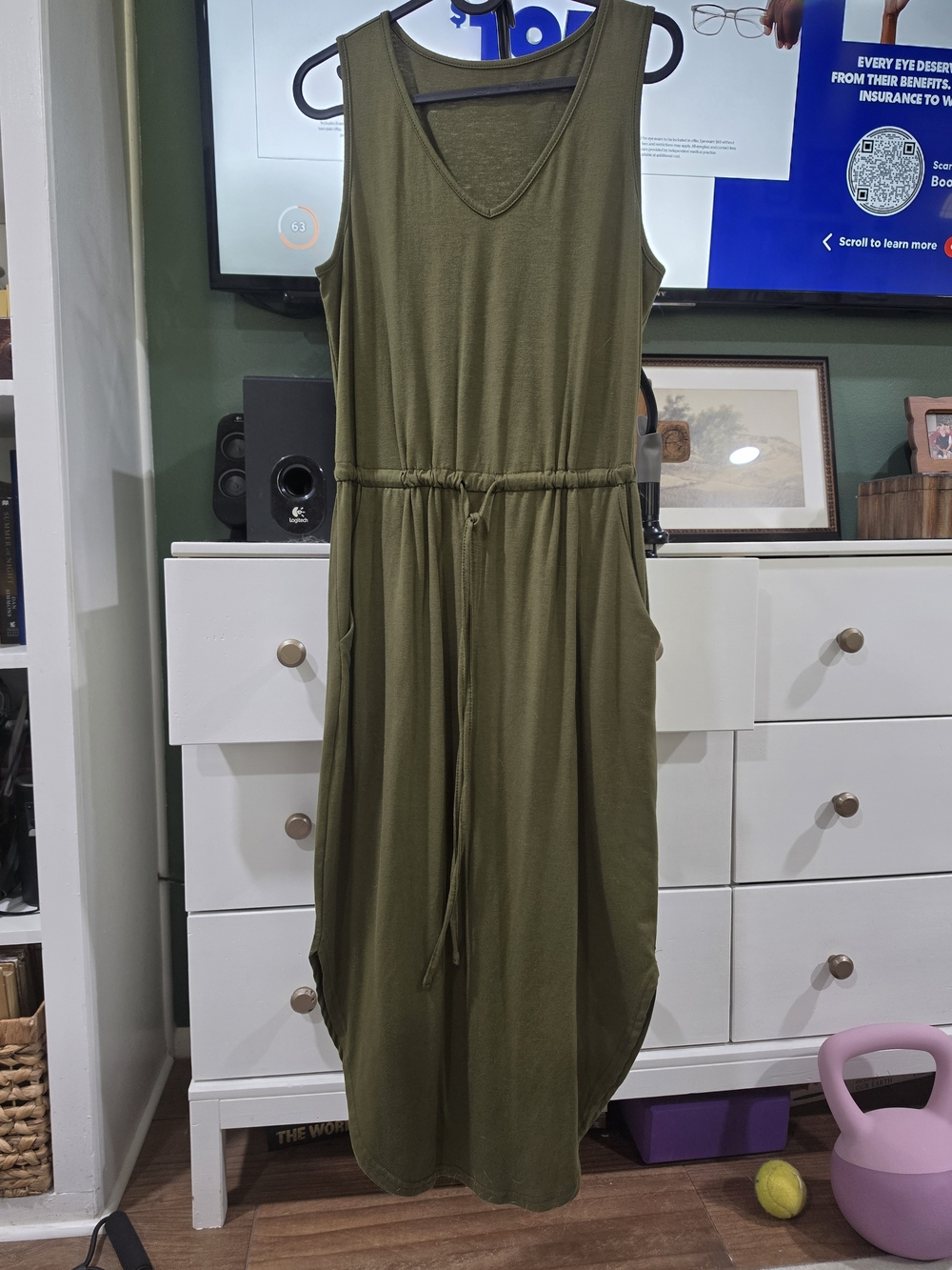 SHEIN Olive Green Casual Sleeveless Dress